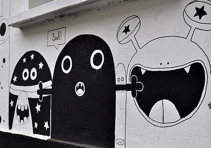 Berlin, Street art, Art, homlokzat, hauswand, graffiti