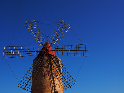 windmill, mill, wind power, algaida, mallorca, landmark, places of interest