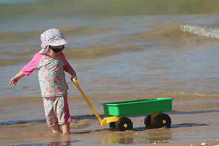 dítě hrající, pláž, děti si hrají, hra v písku, Kid, radost dítěte, přehrávání