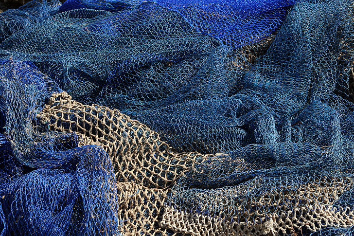 fishing nets, fisheries, blue, port