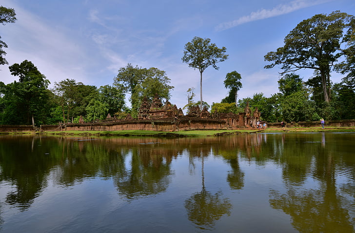 Siem reap, Queen palace, vattnet, Asia, kulturer