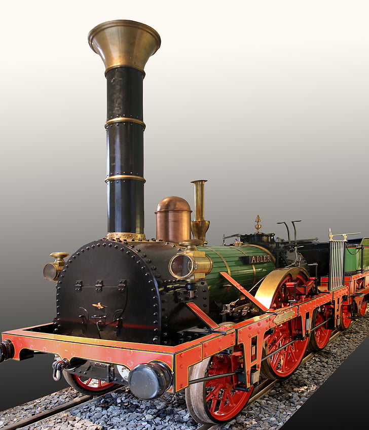 ferrocarril de, locomotora, tren, históricamente, Adler, locomotora de vapor, Nuremberg
