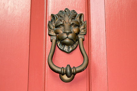 lion, south, charleston, door, knocker, brass, metal