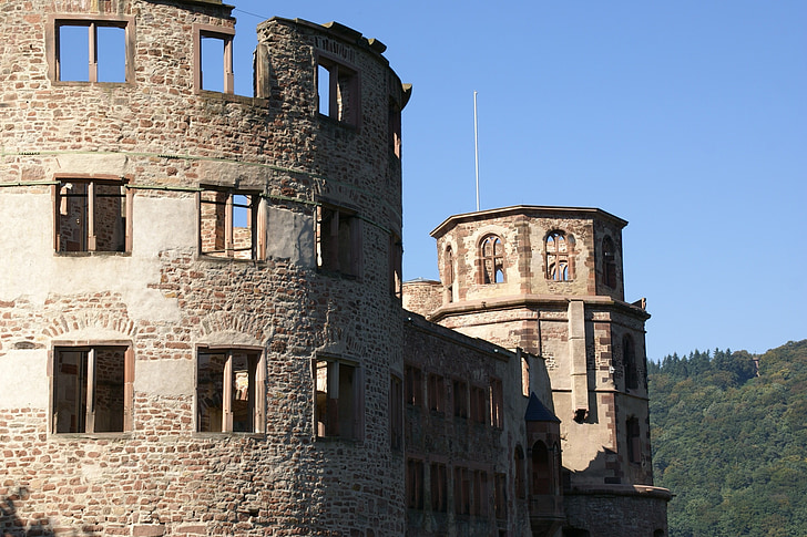 ottheinrichsbau, Heidelberg, Castle, Jerman, hancur, bangunan, arsitektur