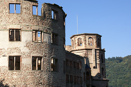 ottheinrichsbau, Heidelberg, Castell, Alemanya, arruïnat, edifici, arquitectura