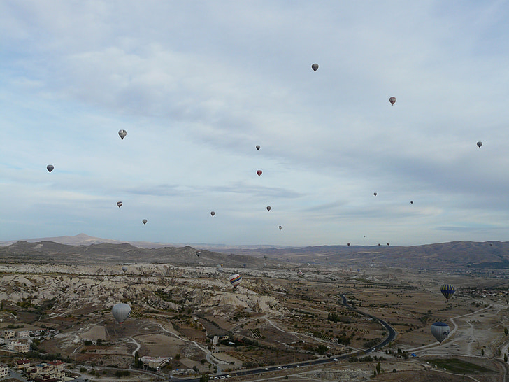 varmluftsballonger, fasta ballonger, varm luftballong ride, Air sport, dammiga, fluga, Cappadocia