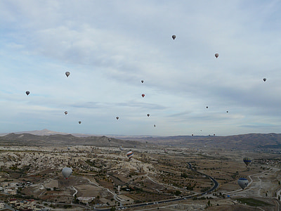 ballons à air chaud, ballons captifs, tour en montgolfière, sports aériens, poussiéreux, mouche, Cappadoce