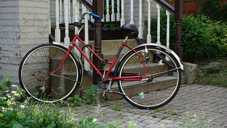 cykel, utanför, gamla, cykel, Park, Utomhus, hjulet