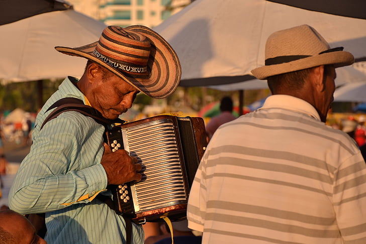 akordeon, dokunmatik, VALLENATO, parrandon, Kolombiya, şapka