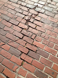 Boston, Massachusetts, retak, trotoar, perkotaan, batu bata, New england