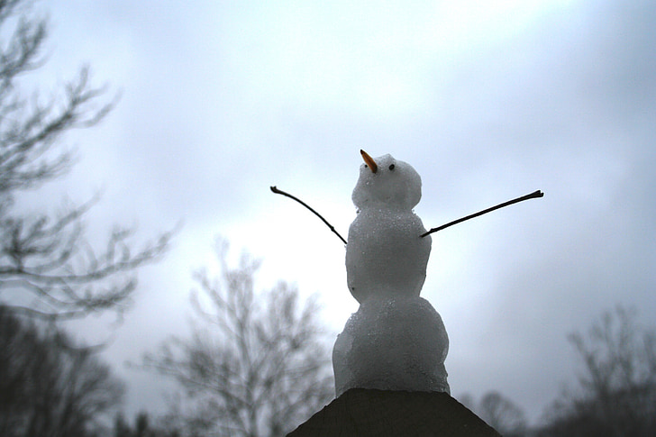 Snežak, vesel, pozimi, zabavno, sneg, sezona, počitnice