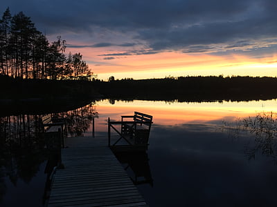 フィンランド, もっとその, 色鮮やかな夕焼け, 雲, 反射, 夕方の空, 夕日