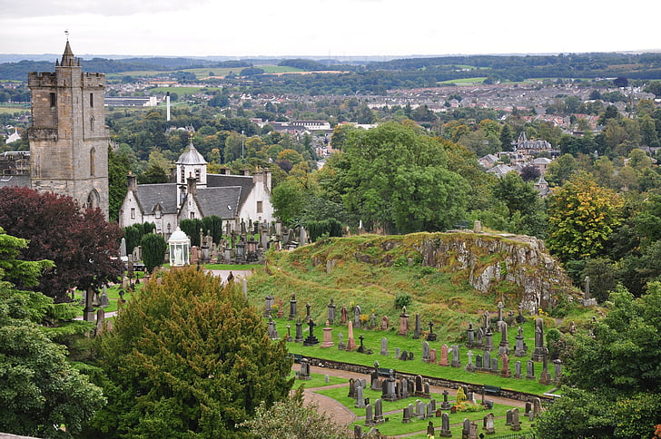 Skotland, Stirling, kirkegård, kirke, monument