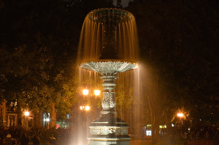 st-louis, square, montréal, fountain, night, lights, long exposure