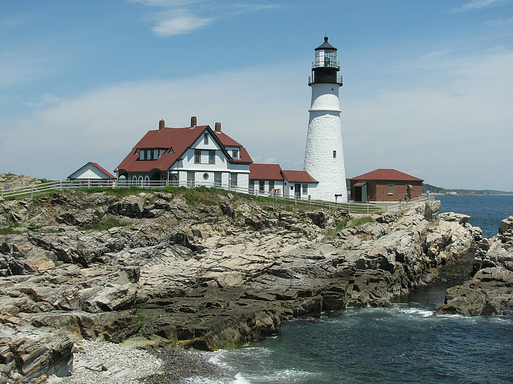 Portland forlygte, Lighthouse, Portland, Maine, vartegn, naturskønne, New england