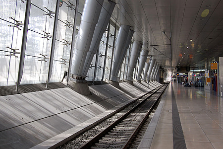 railway station, perspective, frankfurt, architecture, window, remote station, airport
