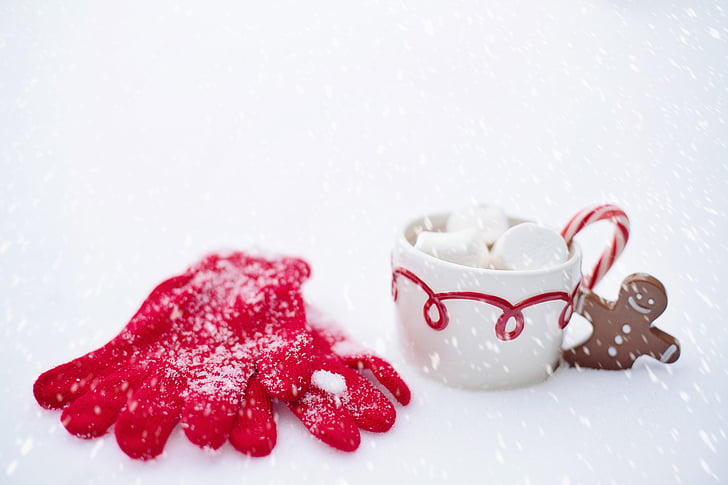 warme chocolademelk, sneeuw, winter, chocolade, hete, Beker, drankje