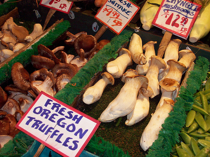 paddestoelen, truffels, boerenmarkt, vers, voedsel, organische, Oregon