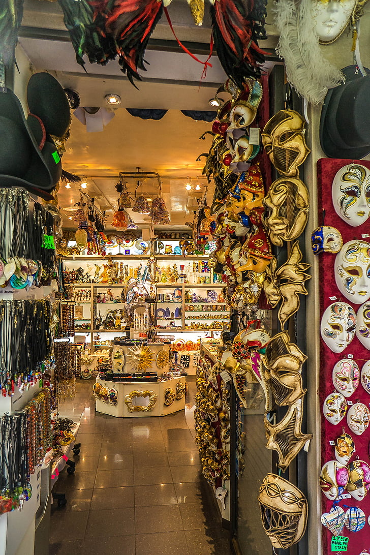 masker, Venedig, maskerade, souvenirs, Italien, Shop