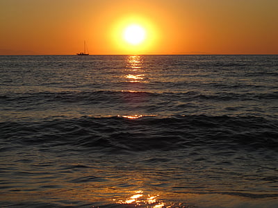Mar, Mediterrània, posta de sol, posta de sol al mar, Afterglow, vacances, sol