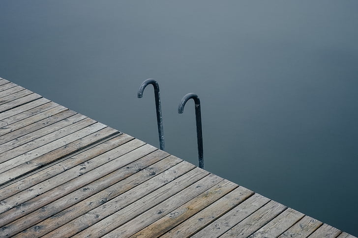 ladder, swimming, jetty, lake, boards, wooden, refreshing