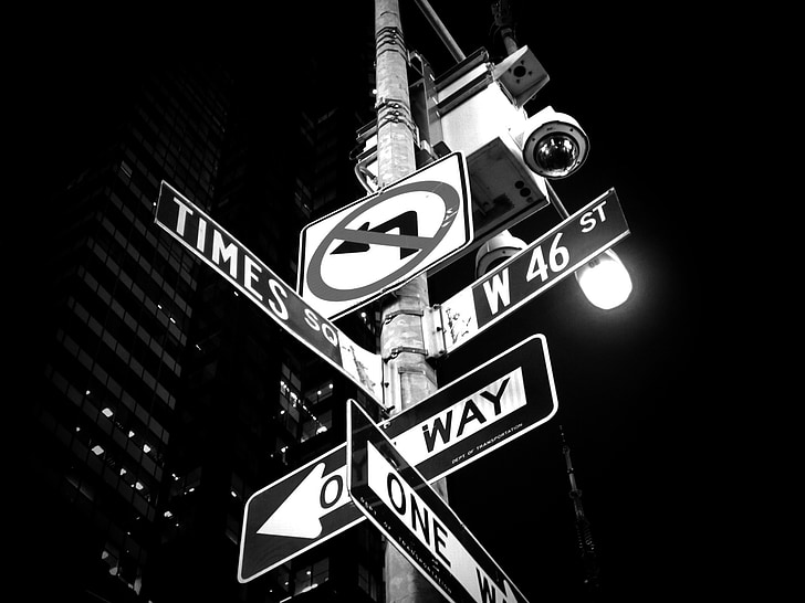 times square, new york, road signs, sign, street, city