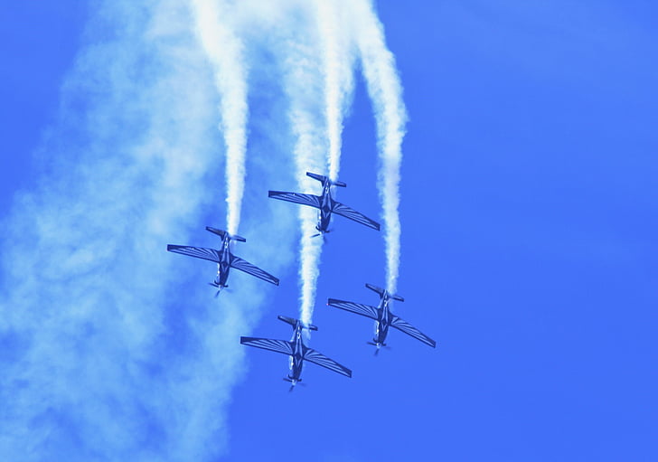 Zilveren falcon kunstvlieger team, vliegtuigen, Jet, vaardigheid, rook, wit, Trail