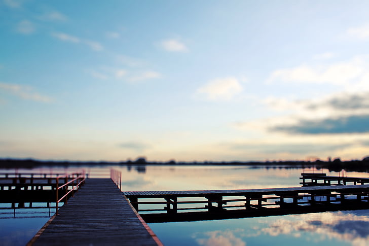 Bridge, søen, Sky, Sunset