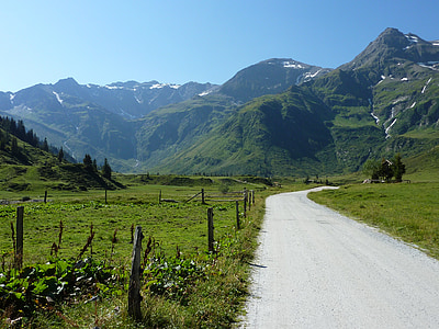 Alpine, montaña, caminata, cielo, Austria, verano, naturaleza