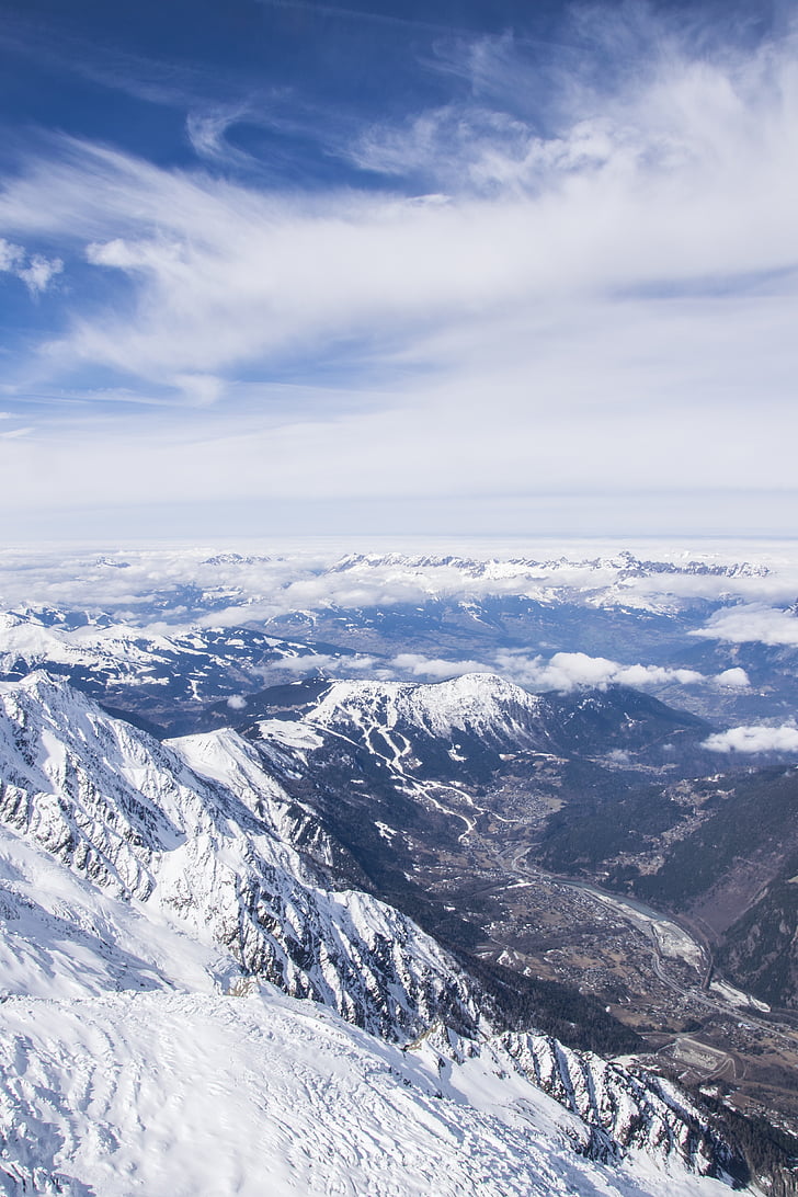 Alpe, gorskih, vrhov, narave, sneg, krajine, pozimi
