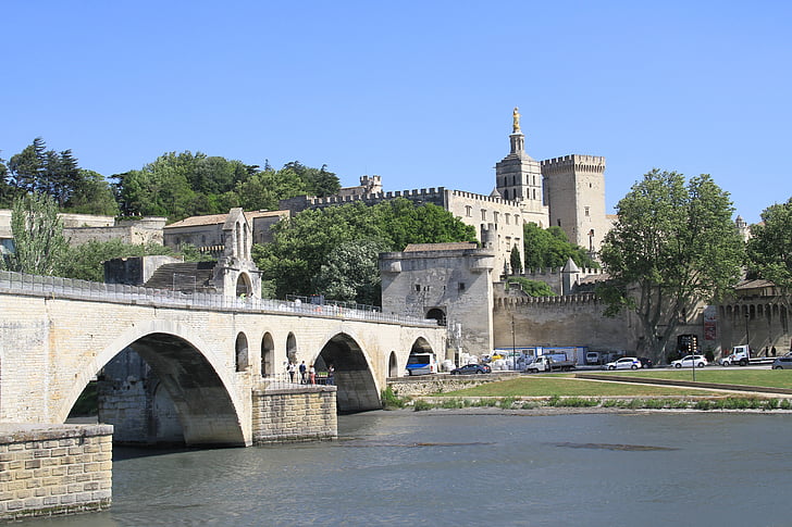 Avignon, upes, Provence, Francija, Ronas, Pont d'avignon