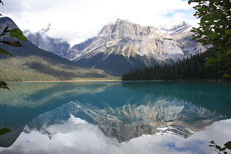 smaragdgrünen See, Kanada, felsigen, Berg, Reflexionen, Wasser, Ruhe