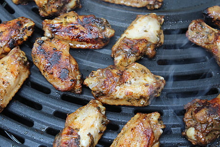 grill, grilled meats, chicken wings, meat, barbecue, grilled, delicious