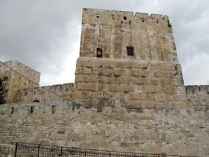Jérusalem, Israël, ville, Ville Sainte, mur, protection, Château