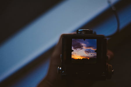 blur, camera, classic, close-up, clouds, dark, dawn