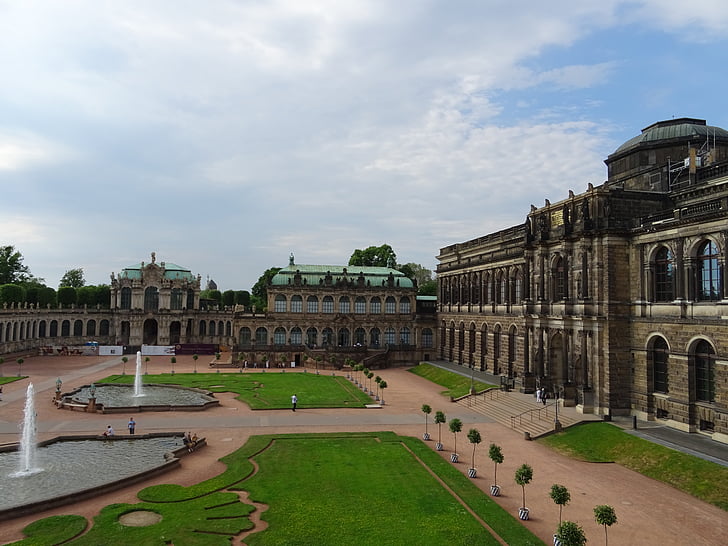 Dresden, Tyskland, Terrassenufer, Altstadt, historia, Frauenkirche, gammal byggnad
