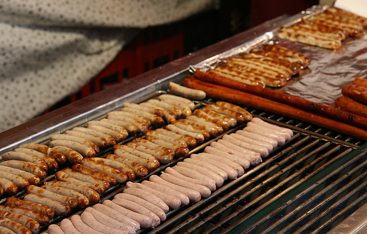 grill, sausage, hot, meat, barbecue, bbq, grilling