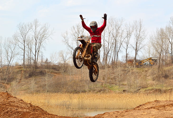 dirt bike, motorcycle, mud, action, dangerous, jump