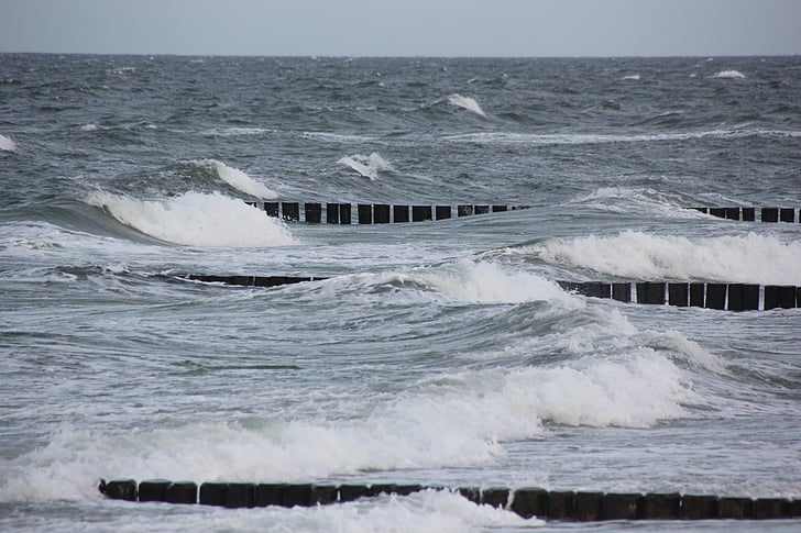 sea, baltic sea, wave, water, groynes, forward