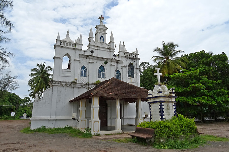 kerk, het platform, religie, Christendom, Goa, India