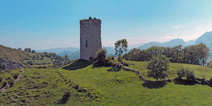타워, peñerudes, 아스투리아스, 스페인, 자연, 아키텍처, 유적