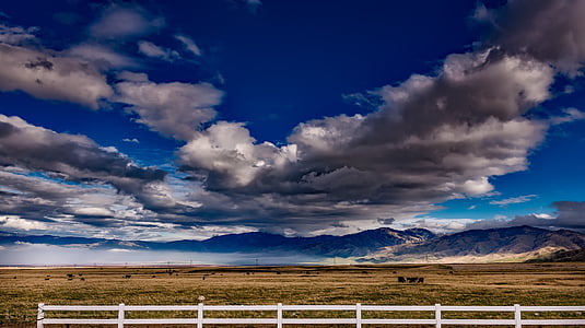 california, landscape, scenic, sky, clouds, panorama, fence