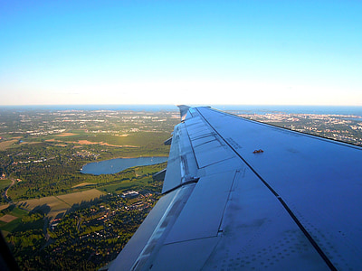 aircraft, wing, fly, the land, window, the tourist, blue