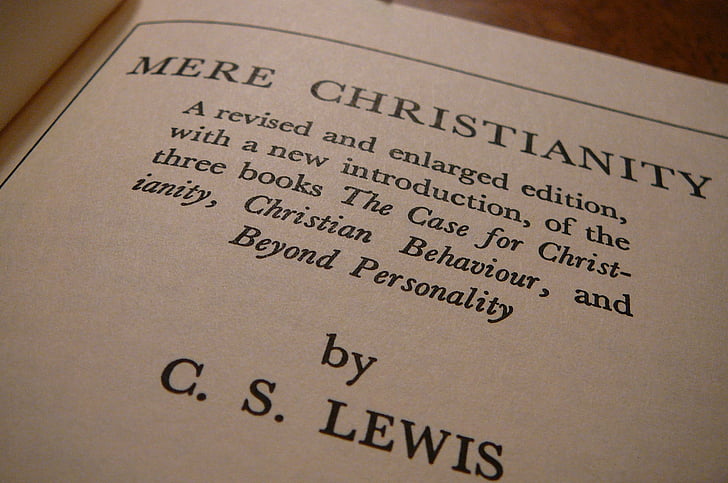 mere christianity, cs lewis, author, book, pages, print, literature
