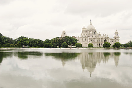 Victoria, Memorial, Calcutta, vartegn, britiske, monument, sightseeing