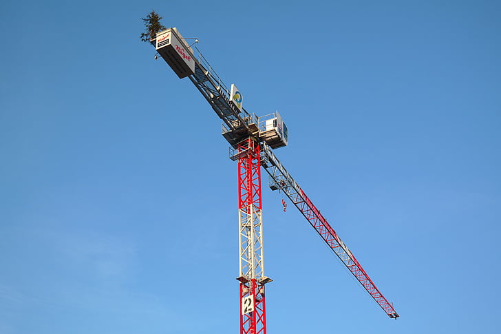 baukran, Crane, membangun, situs, langit, pekerjaan konstruksi, kisi boom crane
