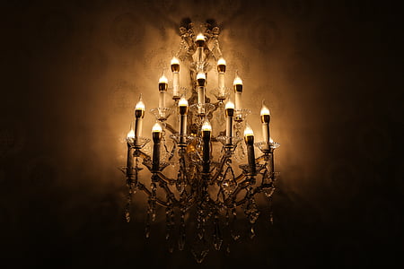 preto, Uplight, candelabro, luz sombria, castiçal, iluminado, equipamento de iluminação
