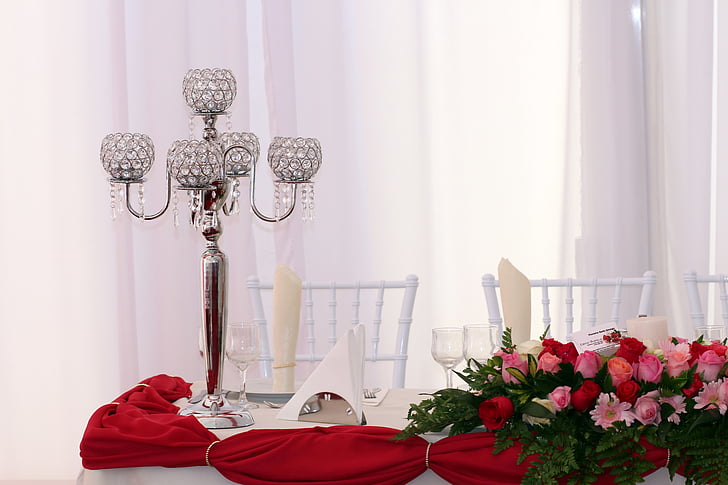 tabel, Event, dekorationer, roser, bryllup, dekoration, elegance
