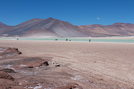 Chile, Laguna, Sand, sjön, chilenska, vulkaniska, landskap