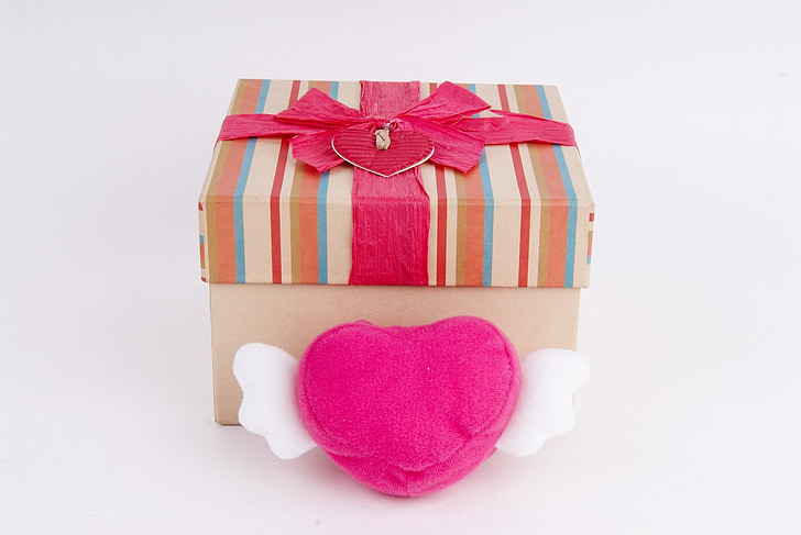 presente, Hart, caixa, Dom, amor, romântico, decorativos